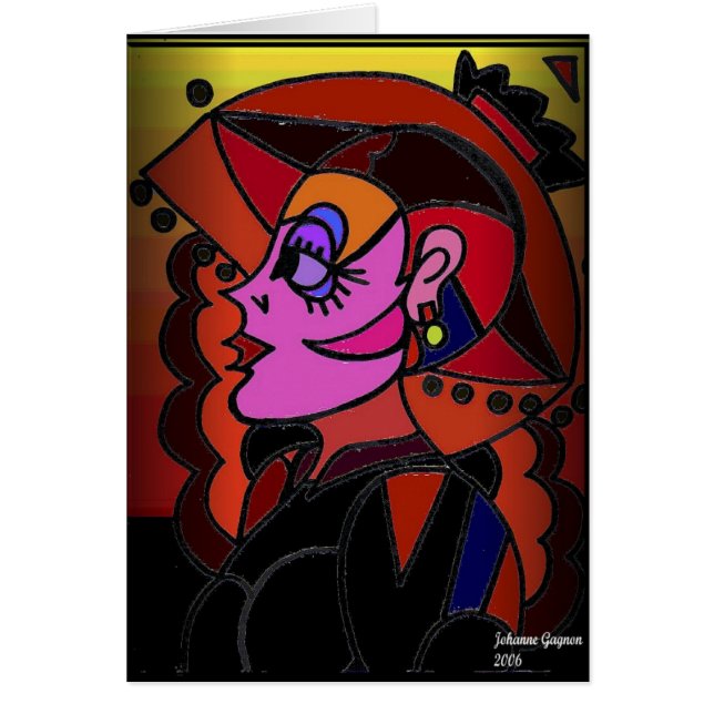 Cartão Senhora com chapéu (Frente)