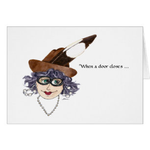 Cartão Senhora com conselhos sobre portas fechando