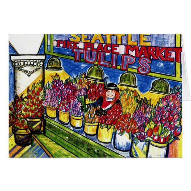 Cartão Senhora da tulipa (Frente Horizontal)