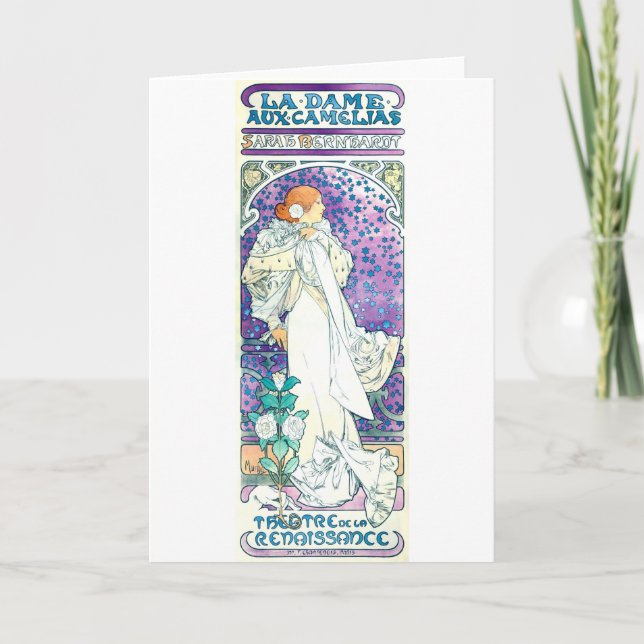 Cartão Senhora das Camelias, Alphonse Mucha (Frente)