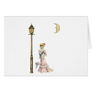 Cartão Senhora e lâmpada do Victorian
