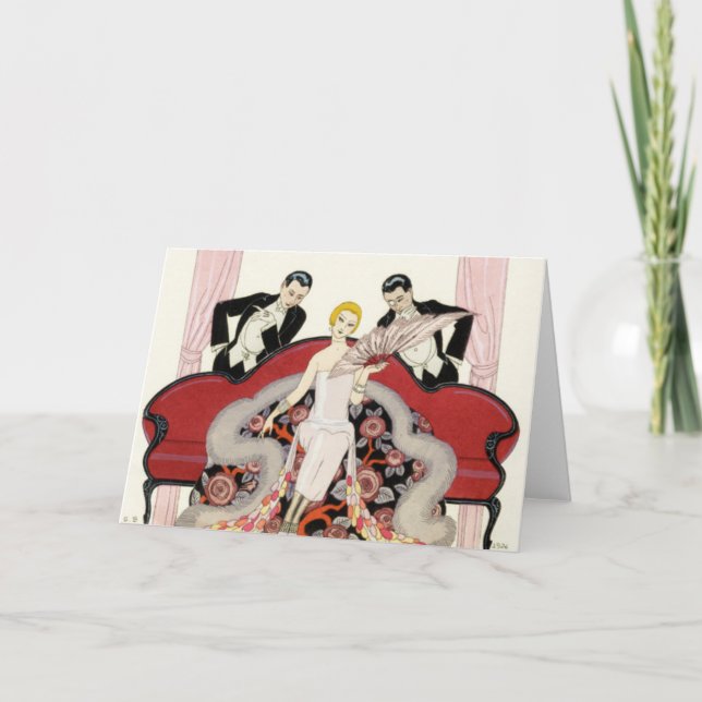 Cartão Senhora Elegante em Deco de Arte em Paris (Frente)