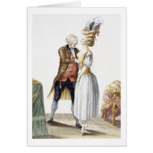 Cartão Senhora elegante em um encaixe com seu alfaiate,