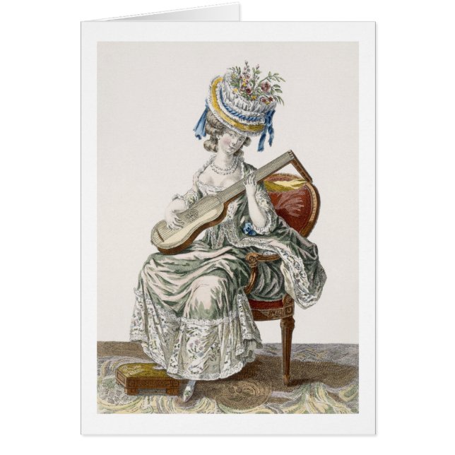 Cartão Senhora em um vestido do tafetá do tiro aparado (Frente)