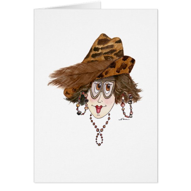 Cartão Senhora Engraçada com uma Família Normal (Frente)