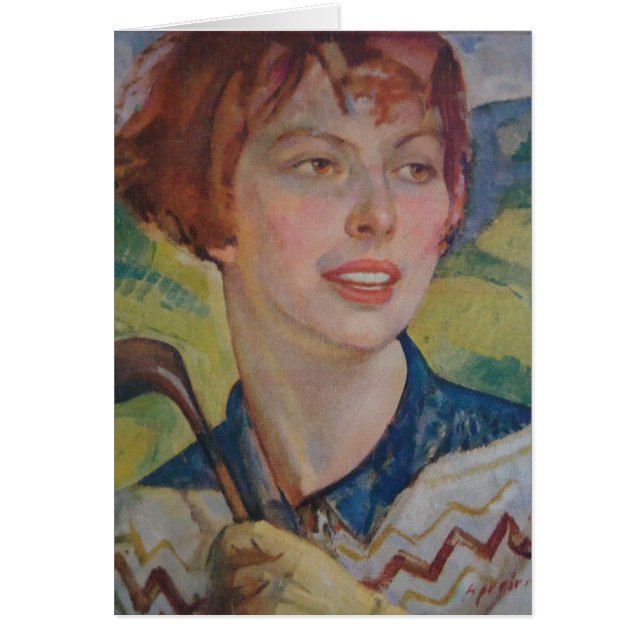 Cartão Senhora Jogador de golfe (Frente)