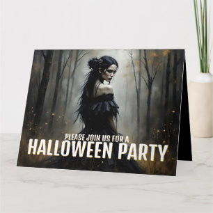 Cartão Senhora Mística na Floresta Escura de Halloween -