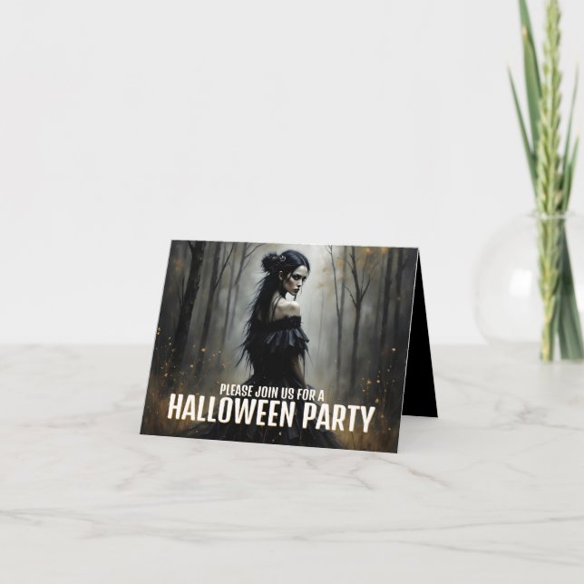 Cartão Senhora Mística na Floresta Escura de Halloween -  (Frente)