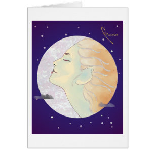 Cartão senhora na lua
