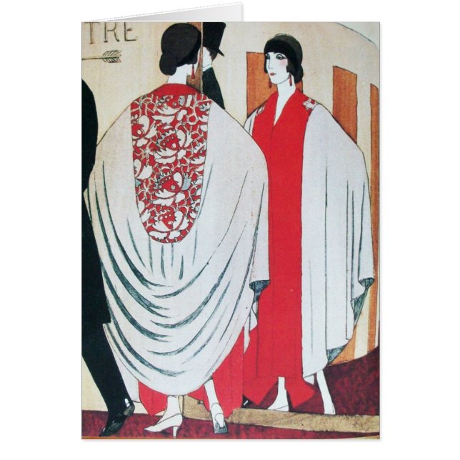 Cartão SENHORA NA MIRROR Art Deco Beauty Fashion (Frente)