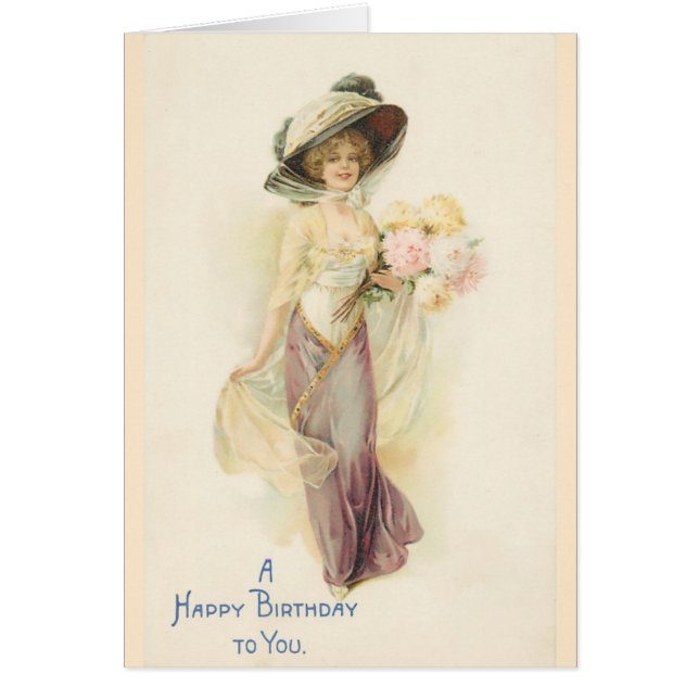 Cartão Senhora no bege e Brown (Frente)