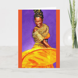 Cartão Senhora no vestido amarelo