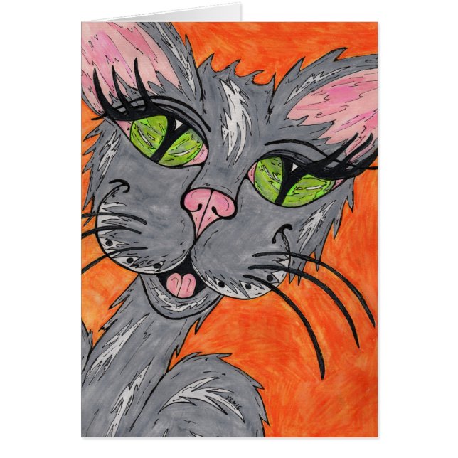 Cartão Senhora pequena Gato (Frente)