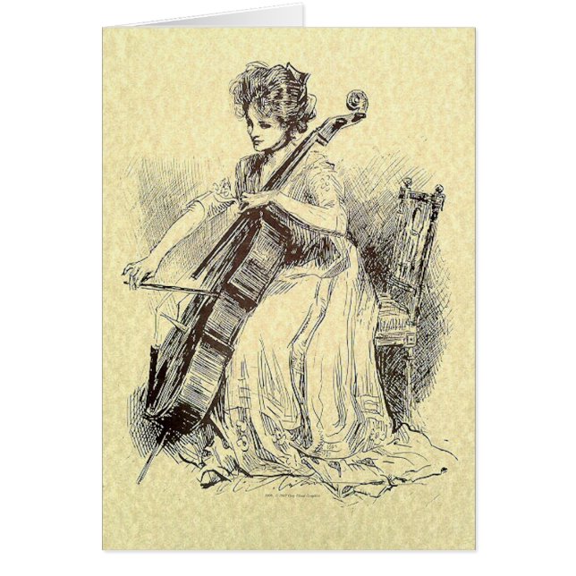 Cartão Senhora Playing Violoncelo (Frente)