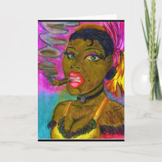 Cartão Senhora que fuma um charuto