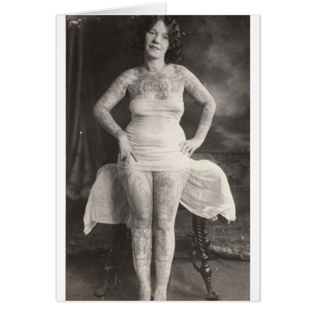 Cartão Senhora Tattooed Curvy (Frente)