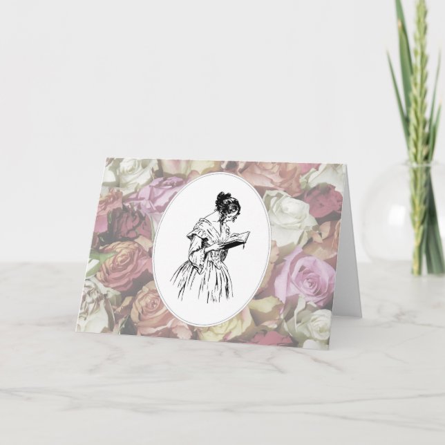 Cartão Senhora Victoriana Reading (Frente)