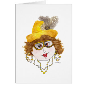 Cartão Senhora Whimsical em uma dieta de marisco