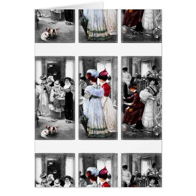 Cartão senhoras vitorianas vintage (Frente)