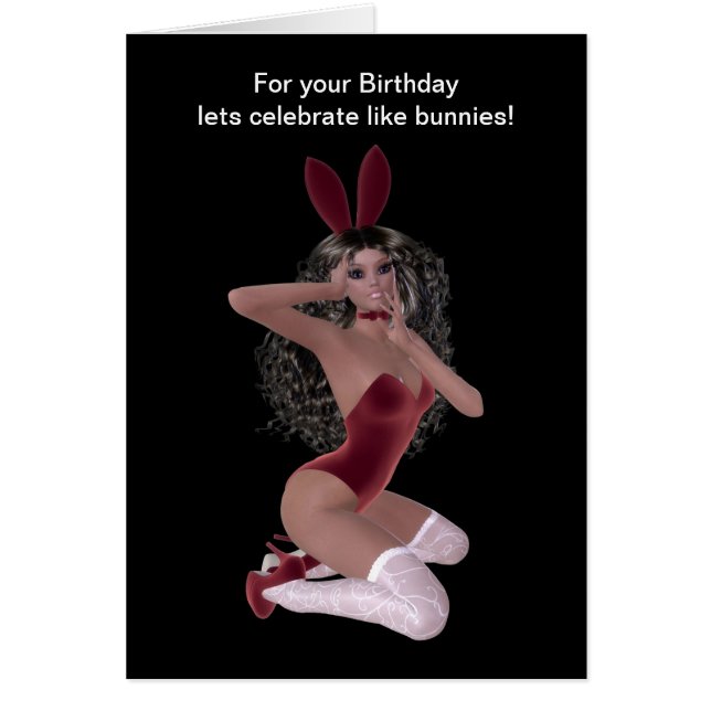 Cartão Senhorita bonito Coelho em meias vermelhas do (Frente)
