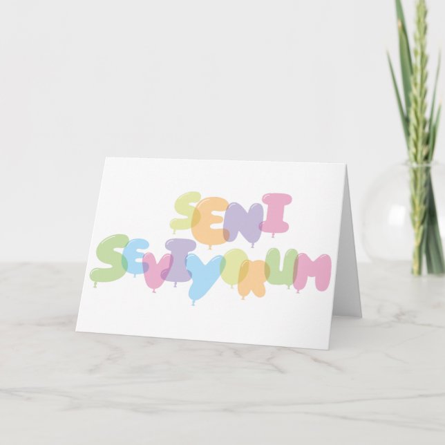 Cartão Seni seviyorum - Eu te amo em turco (Frente)