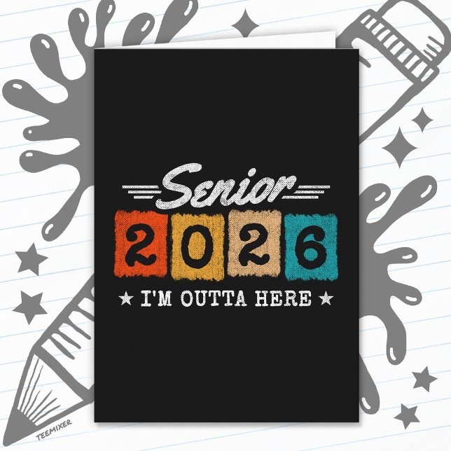 Cartão Senior 2026 Retro Graduation Quote Multicolor (Criador carregado)