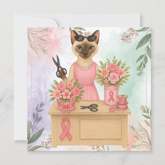 Cartão Sensibilização do Cancer para os amantes do gato - (Frente)