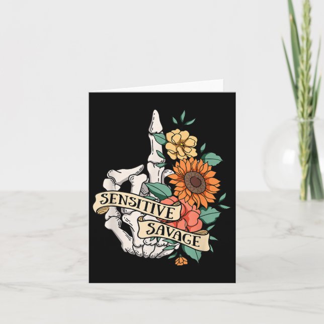 Cartão Sensitive Savage Flower Skeleton Dead Inside Motiv (Frente)