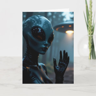 Cartão Sente Sua Falta! Amizade  Alienígena e OVNI