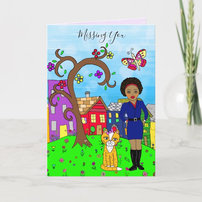 Cartão Sentido Sua Falta, Senhora Impressionante e Amizad (Frente)