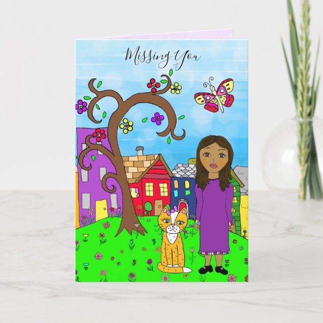 Cartão Sentido Sua Falta, Senhora Impressionante e Amizad (Frente)