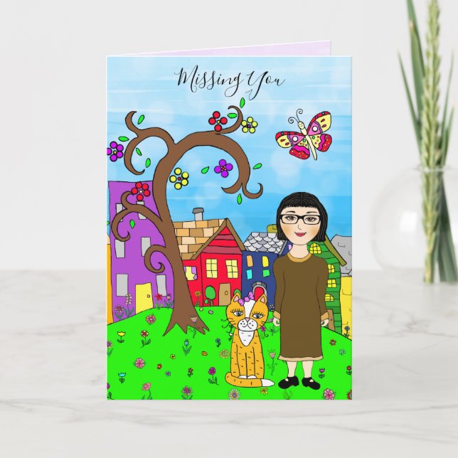 Cartão Sentido Sua Falta, Senhora Impressionante e Amizad (Frente)