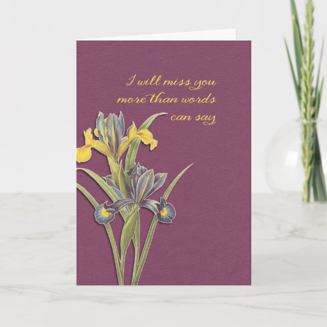 Cartão Sentirei sua falta, hospital, tchau final (Frente)