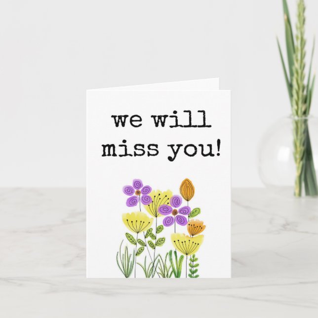 Cartão Sentiremos Sua Falta, Adeus, Boa Sorte, Colega (Frente)