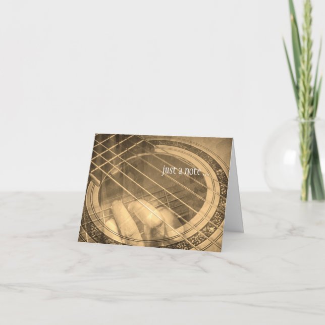 Cartão Sépia abstrato guitarra só uma nota saudando (Frente)