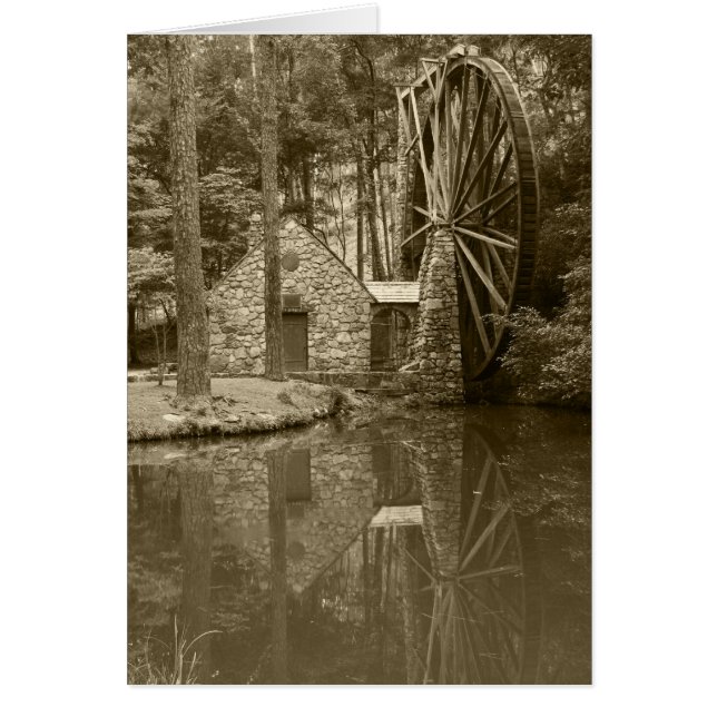 Cartão Sepia das rodas de água de berço (Frente)