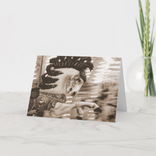 Cartão Sepia Feliz Horse, Aniversário