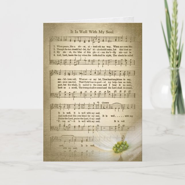 Cartão sepia old hymn music e flor para simpatia (Frente)