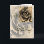 Cartão Sepia Rose Happy 70th Birthday<br><div class="desc">Beautiful Rose in Sepia,  giving an antique look.</div>