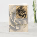 Cartão Sepia Rose Happy 70th Birthday<br><div class="desc">Beautiful Rose in Sepia,  giving an antique look.</div>