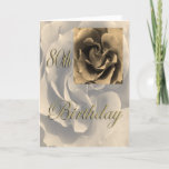 Cartão Sepia Rose Happy 80th Birthday<br><div class="desc">Beautiful Rose in Sepia,  giving an antique look.</div>