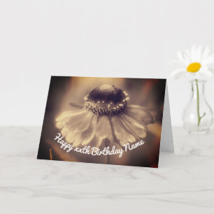 Cartão Sepia Zinnia Flor Personalizado Aniversário
