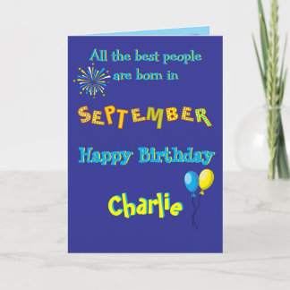 Cartão September Birthday Folded Greeting Card
