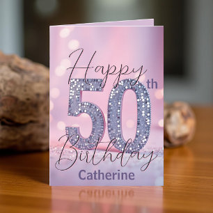 Cartão Sequência Elegante de Prata no 50º Aniversário de 
