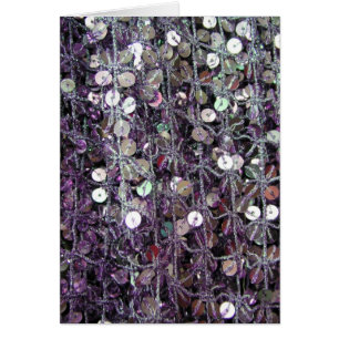 Cartão Sequins & miçanga roxos