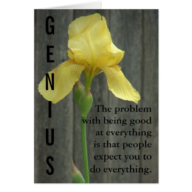 Cartão Ser um gênio é trabalho de duro (Frente)