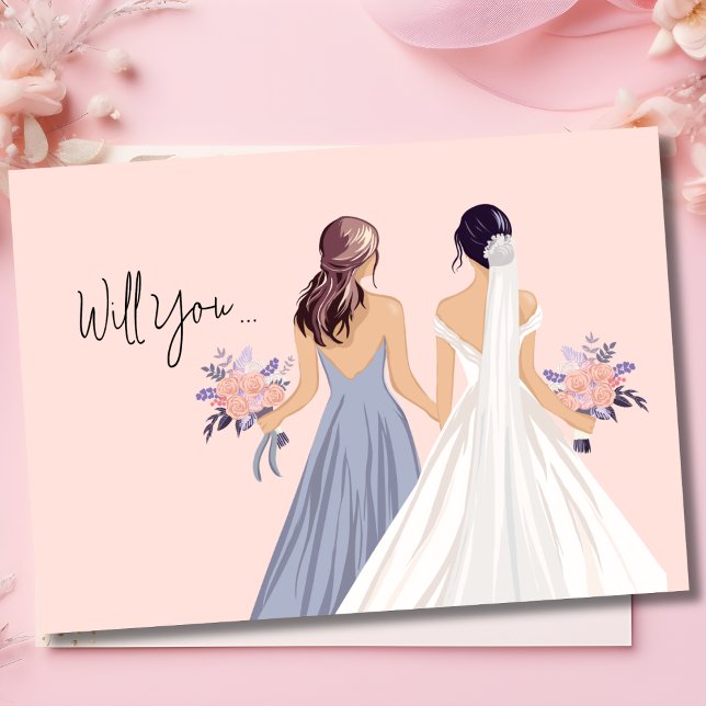 Cartão Será A Minha Madrinha de casamento? Noiva com Madr (Criador carregado)