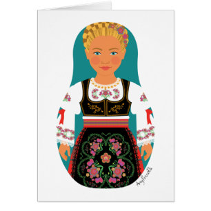 Cartão Serb Blonde Matryoshka