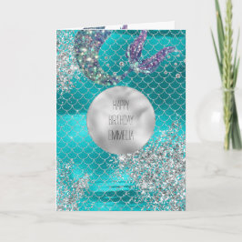 Cartão Sereia Aqua de Silver Glitter