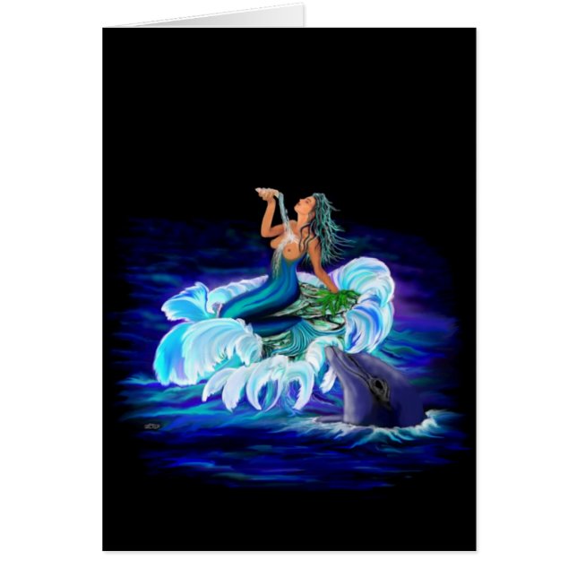 Cartão Sereia com golfinho (Frente)